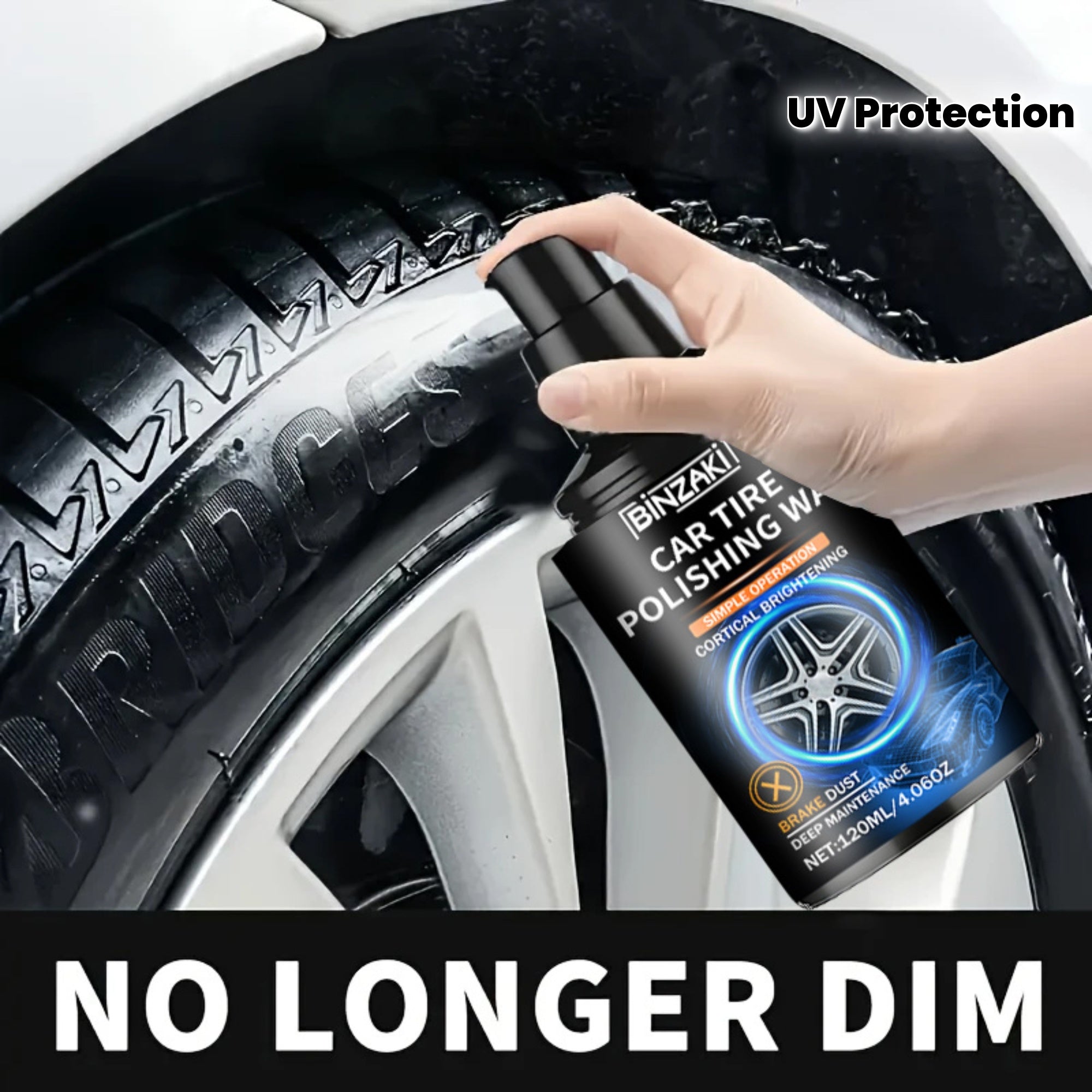 120ml Tire Shine Quick Gloss Restores Protects Rubber  Plastic