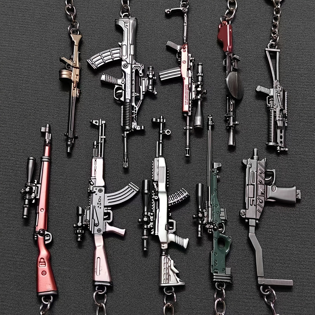 7pc Alloy Gun Model Keychains Gamer  Collector Gift