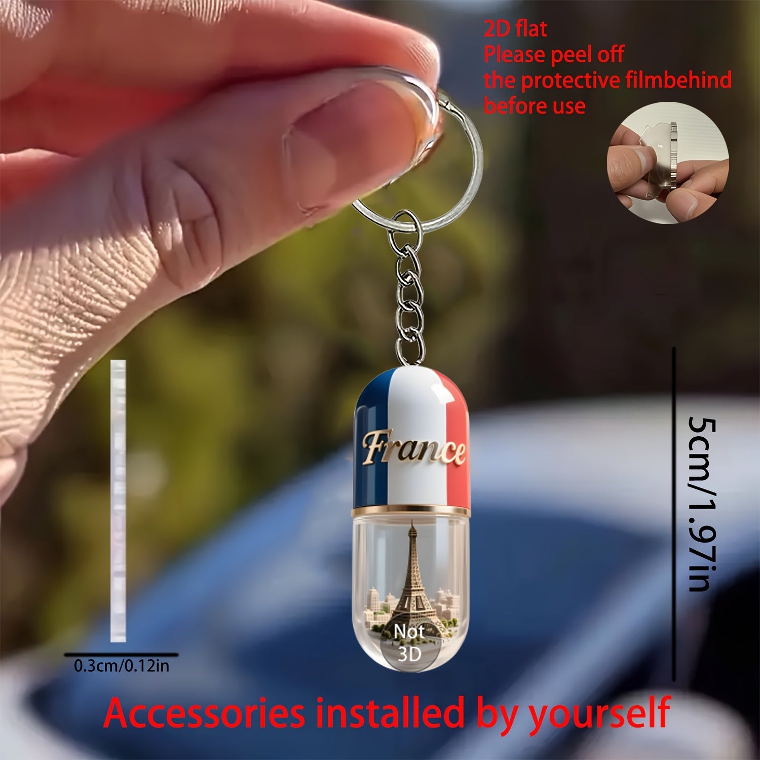 Eiffel Tower Acrylic Keychain French Flag Decor Gift