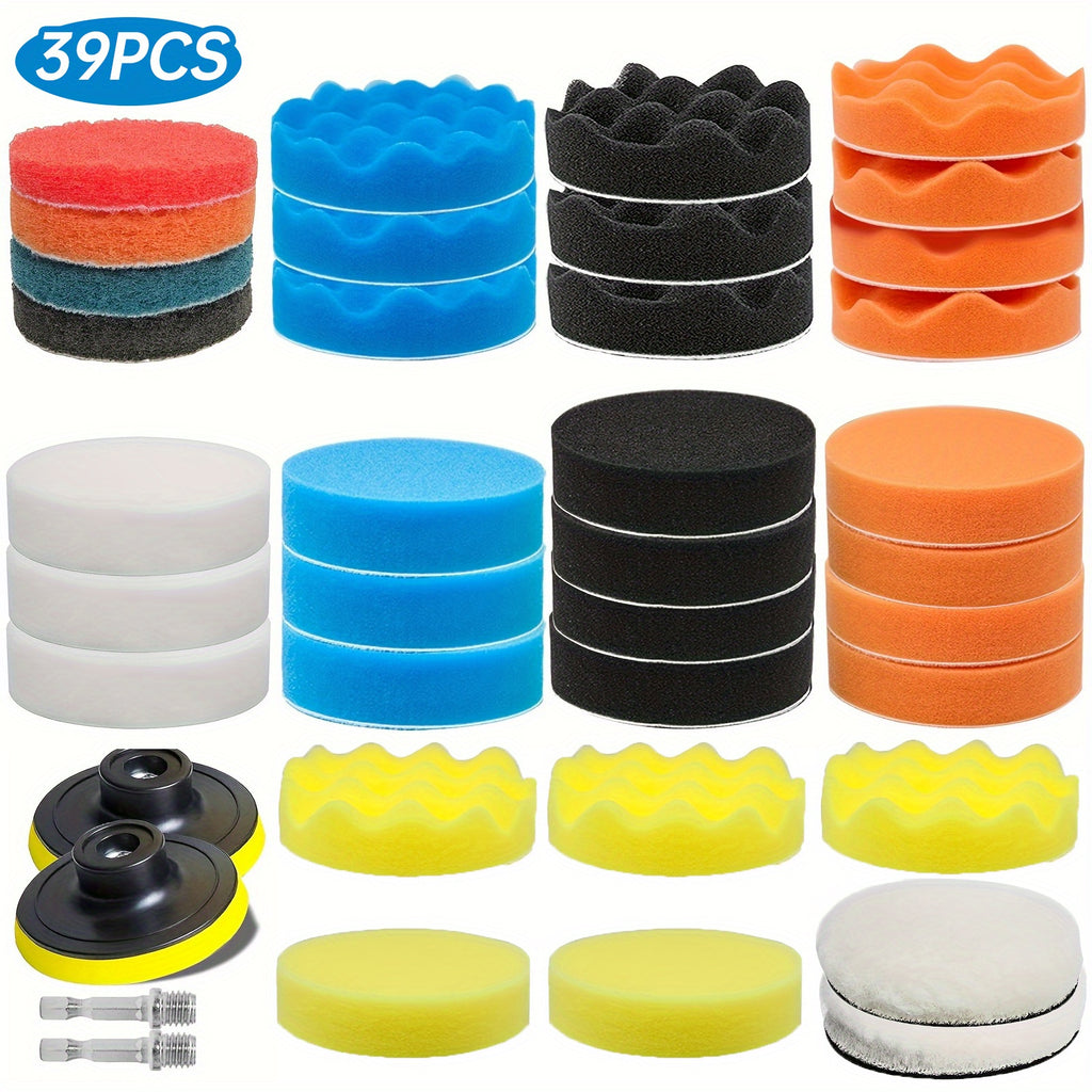 39pc MultiColor Foam Buffing Pads Kit for Car Detailing