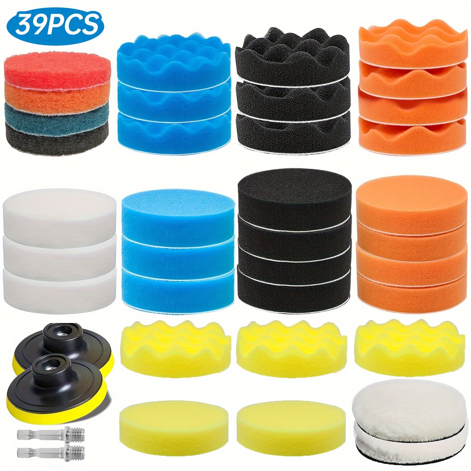 39pc MultiColor Foam Buffing Pads Kit for Car Detailing
